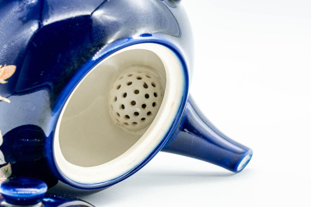 Japanese Kyusu - Blue Floral Arita-yaki Debeso Teapot - 220ml