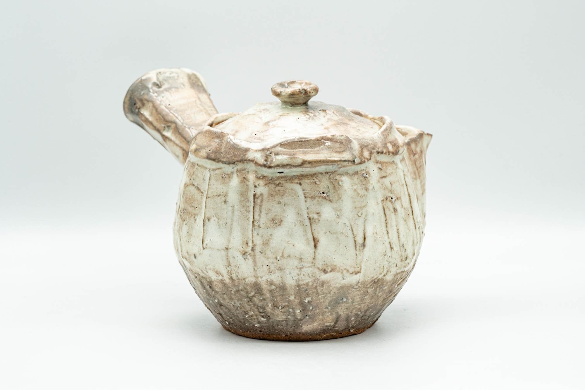 Japanese Tea Set - 納富鳥雲 Notomi Choun, Daikazan Klin - Beige Hagi-yaki Do-ake Kyusu Teapot with 5 Yunomi Teacups in Wooden Box