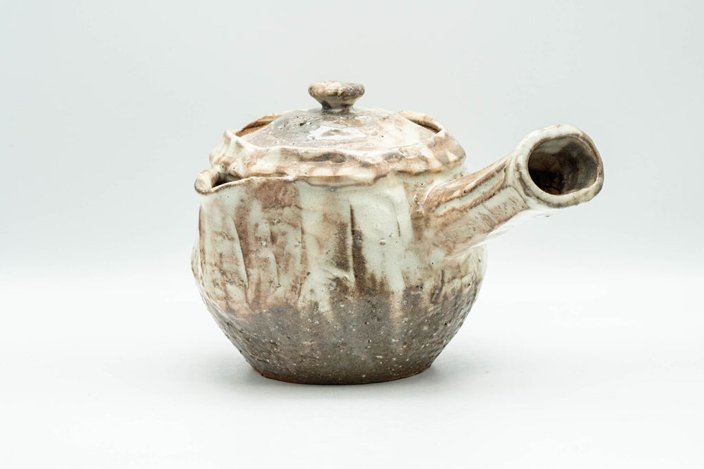 Japanese Tea Set - 納富鳥雲 Notomi Choun, Daikazan Klin - Beige Hagi-yaki Do-ake Kyusu Teapot with 5 Yunomi Teacups in Wooden Box