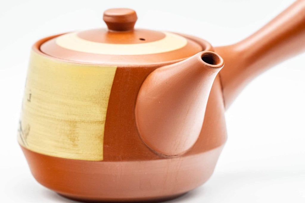 Japanese Tea Set - Mountainous Tokoname-yaki Debeso Kyusu Teapot with 5 White Inner Glazed Yunomi Teacups