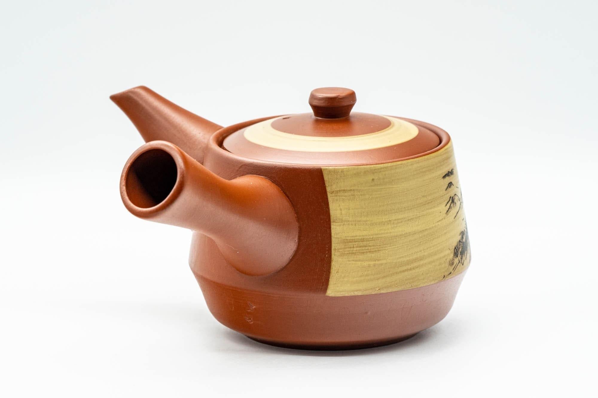Japanese Tea Set - Mountainous Tokoname-yaki Debeso Kyusu Teapot with 5 White Inner Glazed Yunomi Teacups
