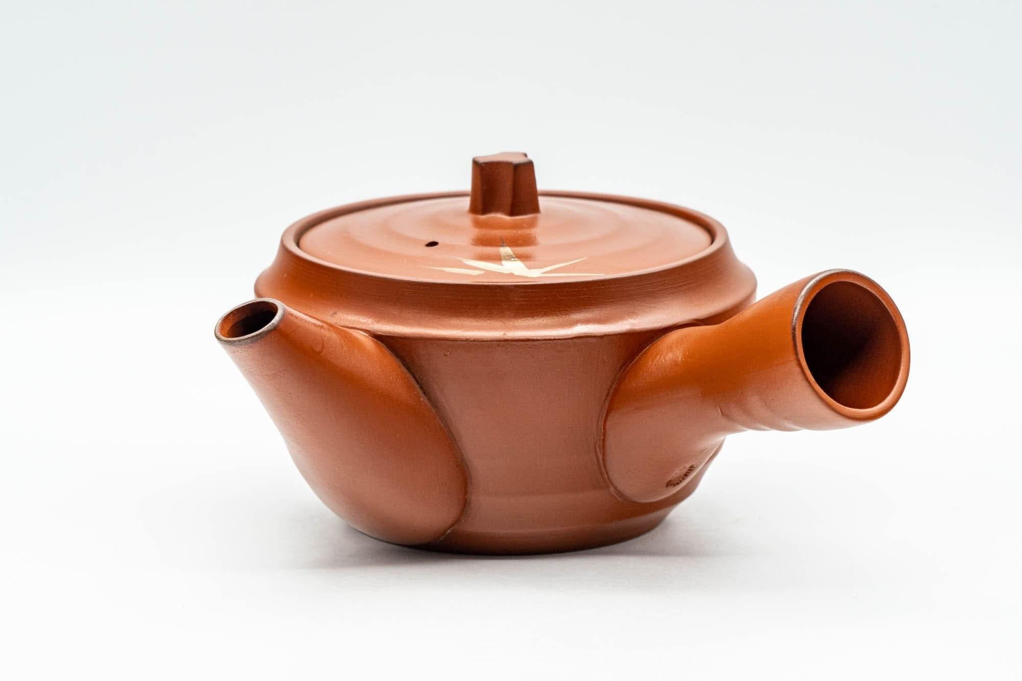 Japanese Tea Set - Gold Bamboo Tokoname-yaki Debeso Kyusu Teapot with 5 Yunomi Teacups