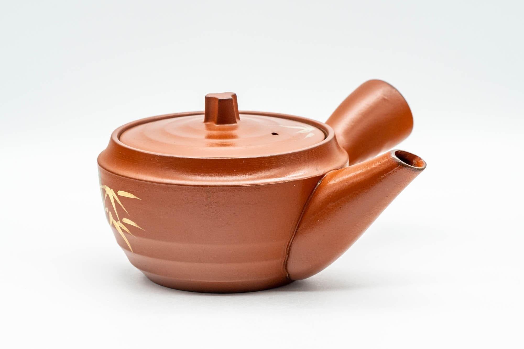 Japanese Tea Set - Gold Bamboo Tokoname-yaki Debeso Kyusu Teapot with 5 Yunomi Teacups