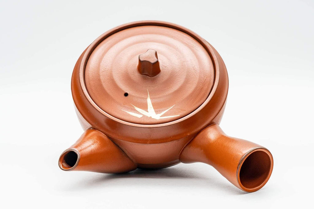 Japanese Tea Set - Gold Bamboo Tokoname-yaki Debeso Kyusu Teapot with 5 Yunomi Teacups