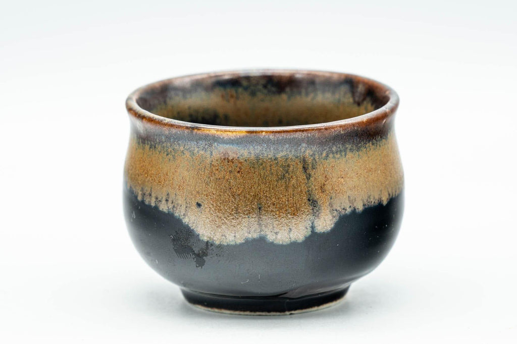 Japanese Teacups - Pair of Black Brown Hare's Fur Glazed Guinomi - 50ml