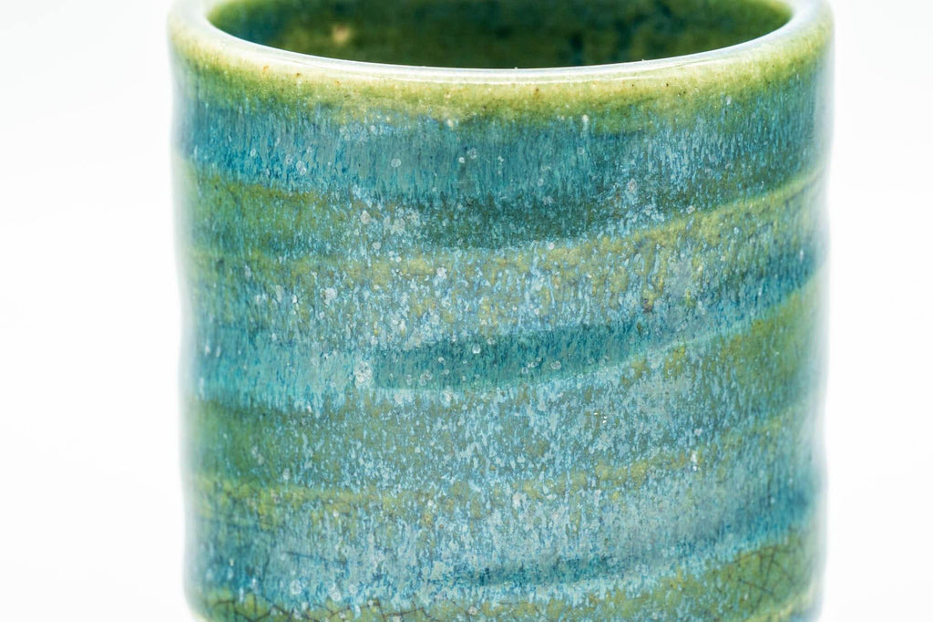 Japanese Teacup - Speckled Turquoise Green Glazed Yunomi - 140ml