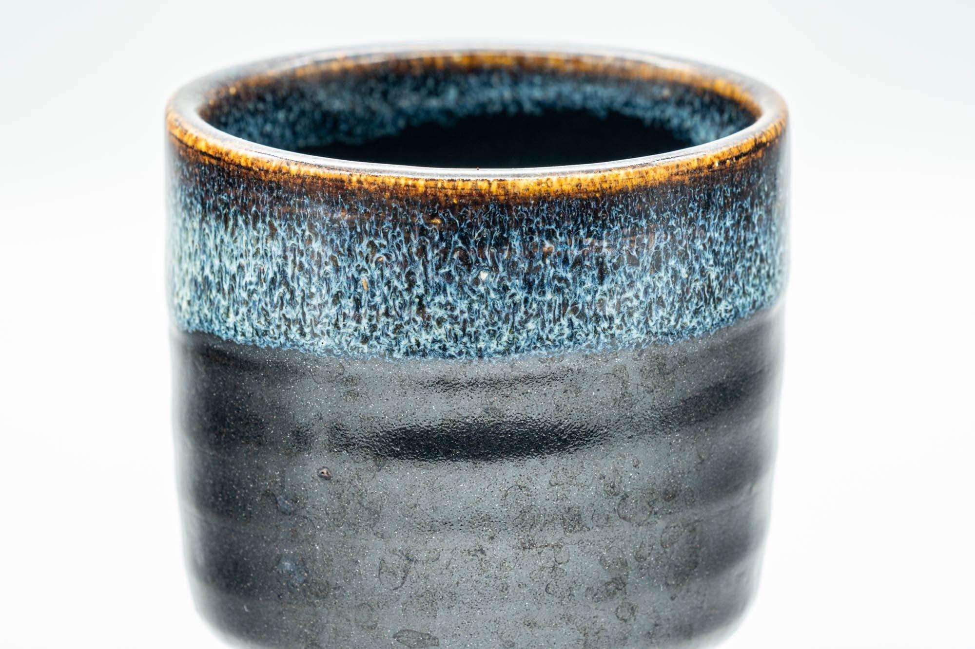 Japanese Teacup - Blue Hare's Fur Jet Black Glazed Yunomi - 170ml