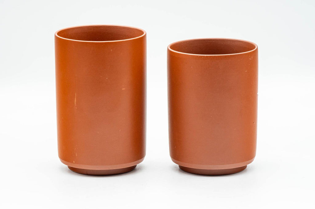 Japanese Teacups - Pair of White Bamboo Tokoname-yaki Meoto Yunomi