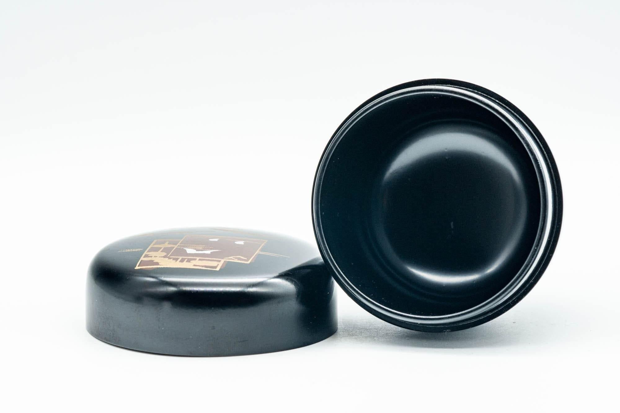 Japanese Natsume - Black Motifs Urushi Lacquer Matcha Tea Caddy - 100ml