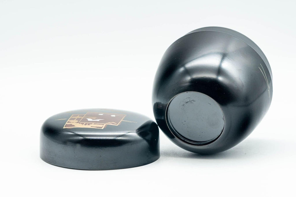 Japanese Natsume - Black Motifs Urushi Lacquer Matcha Tea Caddy - 100ml