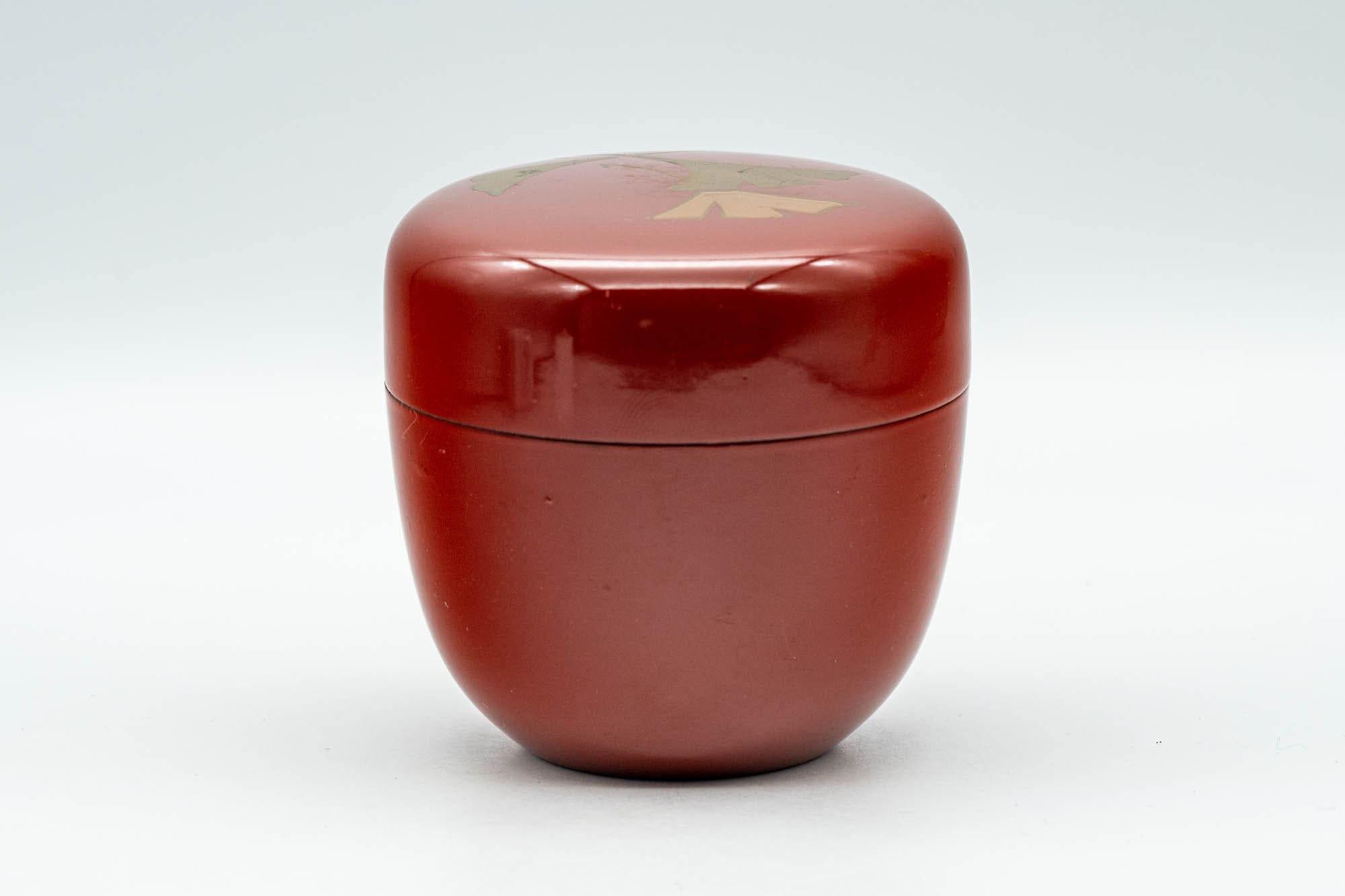 Japanese Natsume - Ginkgo Leaves Red Lacquer Matcha Tea Caddy - 100ml