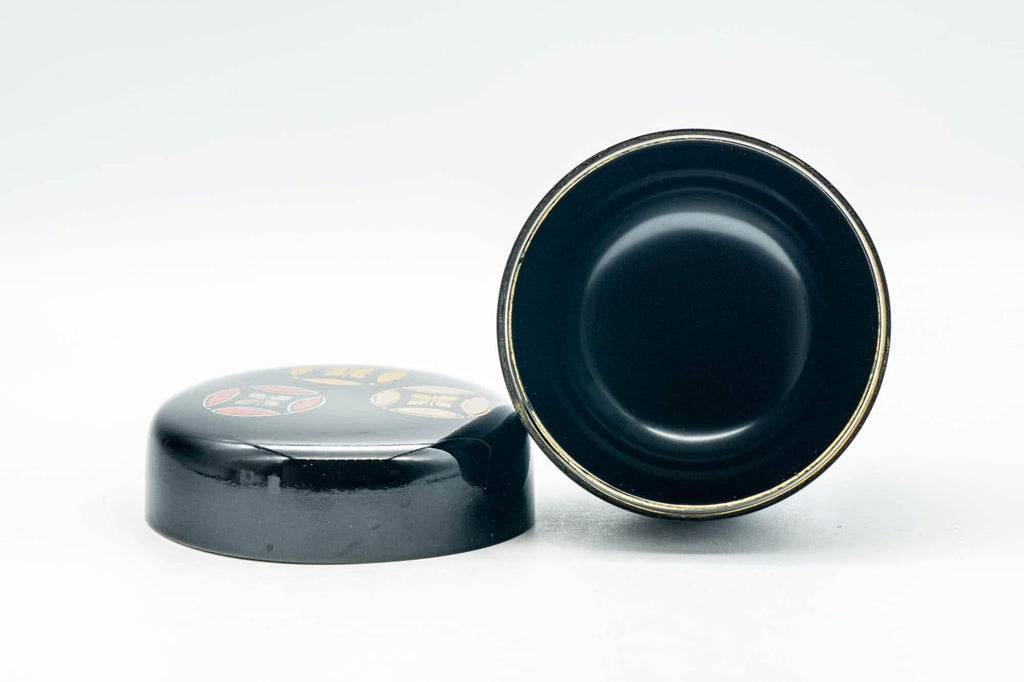 Japanese Natsume - Gold and Red Emblemed Black Lacquer Matcha Tea Caddy - 100ml