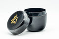 Japanese Natsume - ね Hentaigana Black Lacquer Matcha Tea Caddy - 100ml