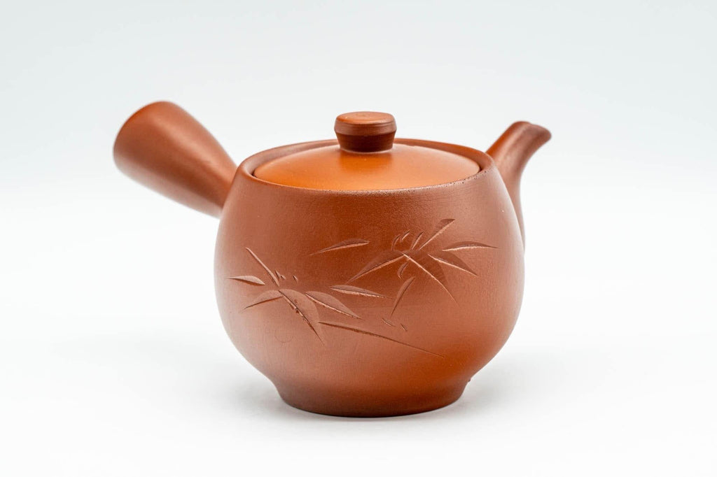 Japanese Kyusu - Bamboo Engraved Tokoname-yaki Debeso Teapot - 180ml