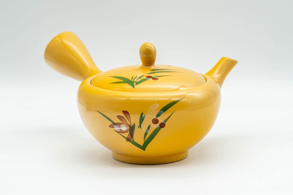 Japanese Kyusu - Floral Yellow Tokoname-yaki Teapot - 300ml