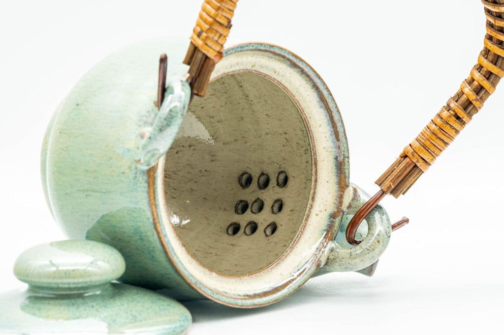 Japanese Tea Set - Green Glazed Dobin Do-ake Teapot with Katakuchi Water Cooler and 2 Yunomi Teacups