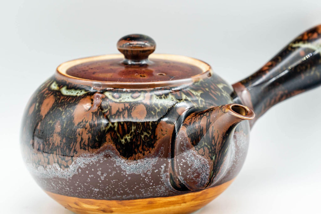 Japanese Tea Set - Drip Glazed Arita-yaki Debeso Kyusu Teapot with 4 Yunomi Teacups