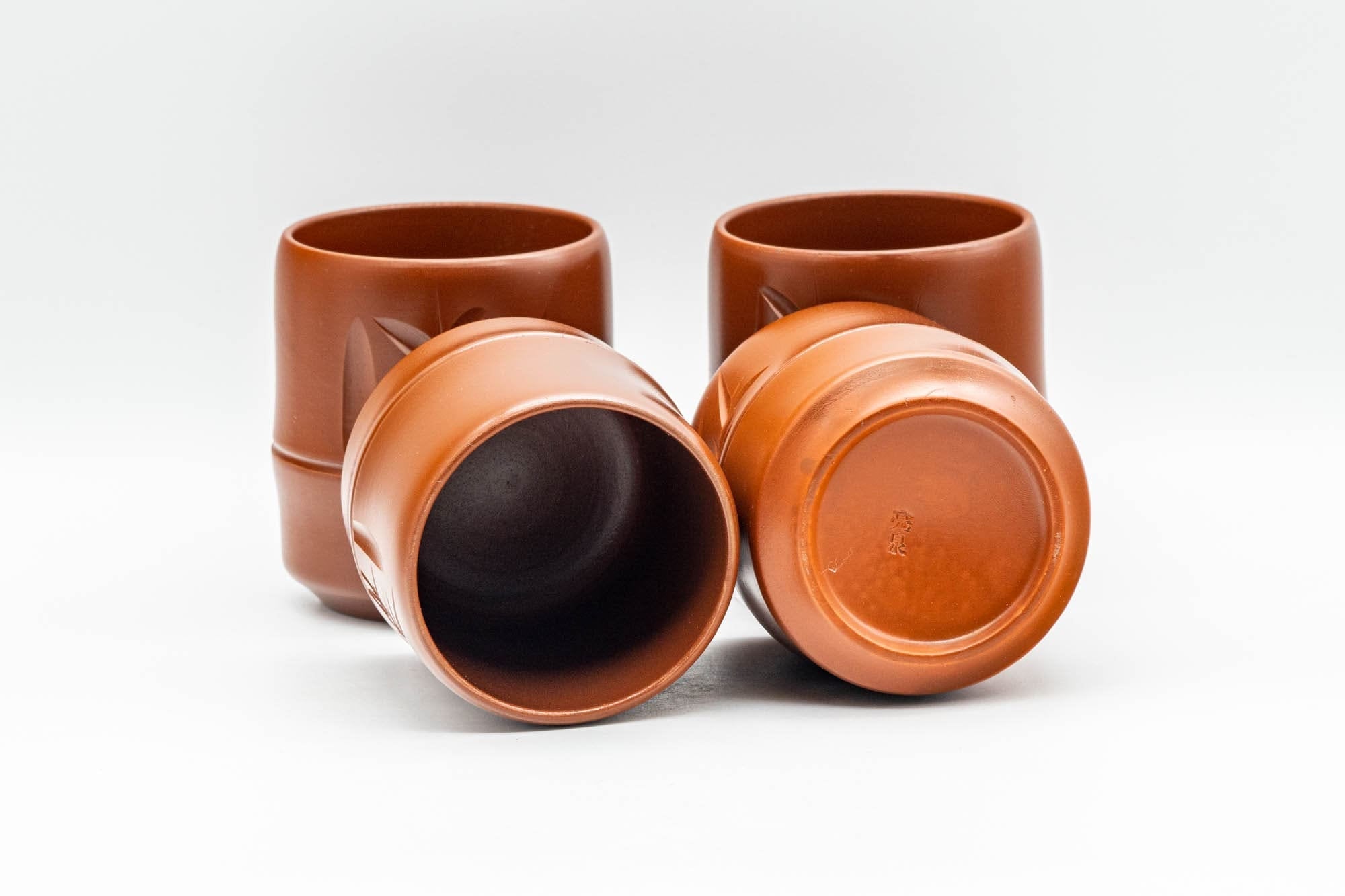 Japanese Tea Set - Bamboo Tokoname-yaki Debeso Kyusu Teapot with 4 Yunomi Teacups