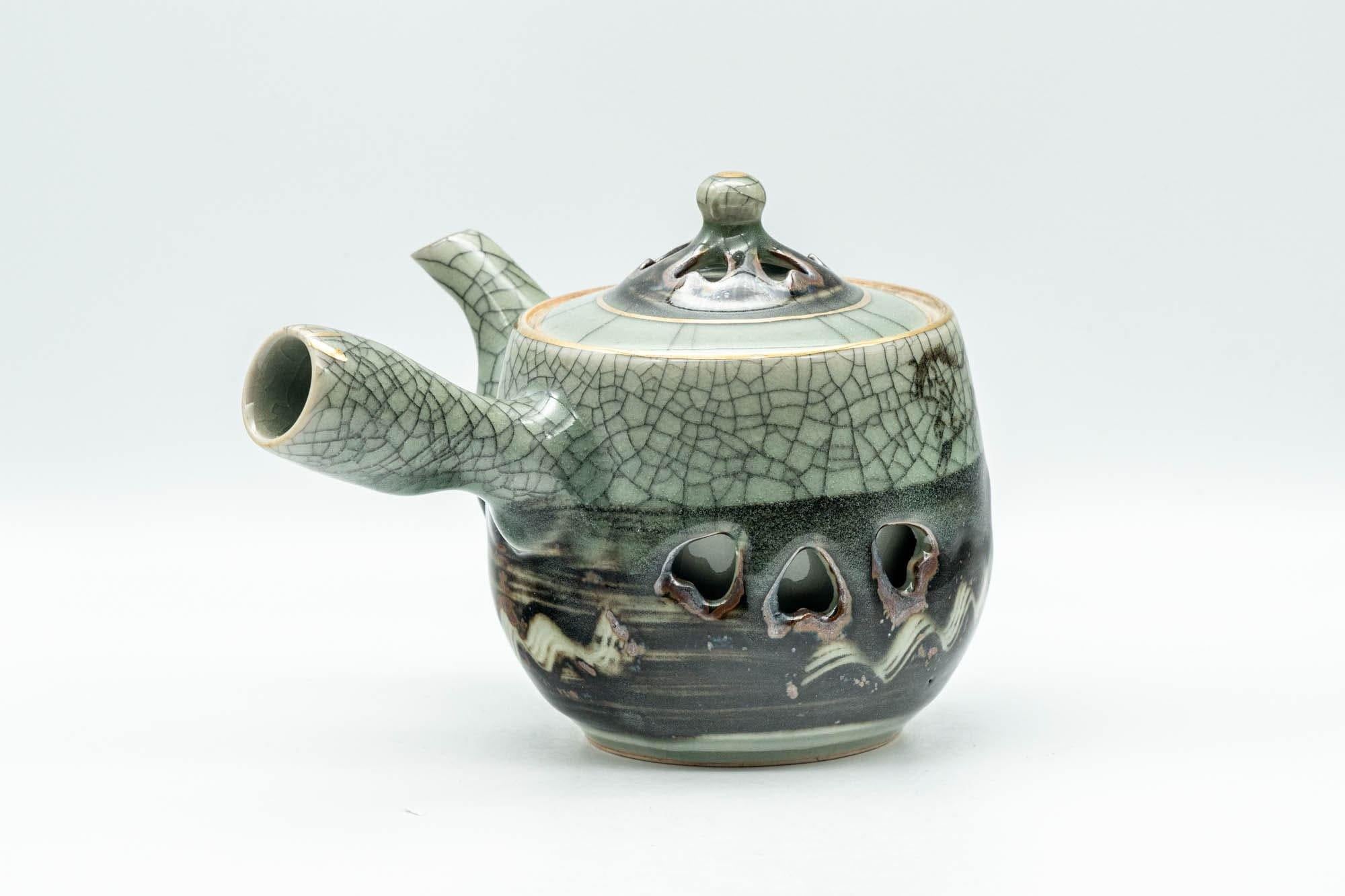 Japanese Tea Set - Obori Soma-yaki Double-walled Kyusu Teapot with 3 Yunomi Teacups