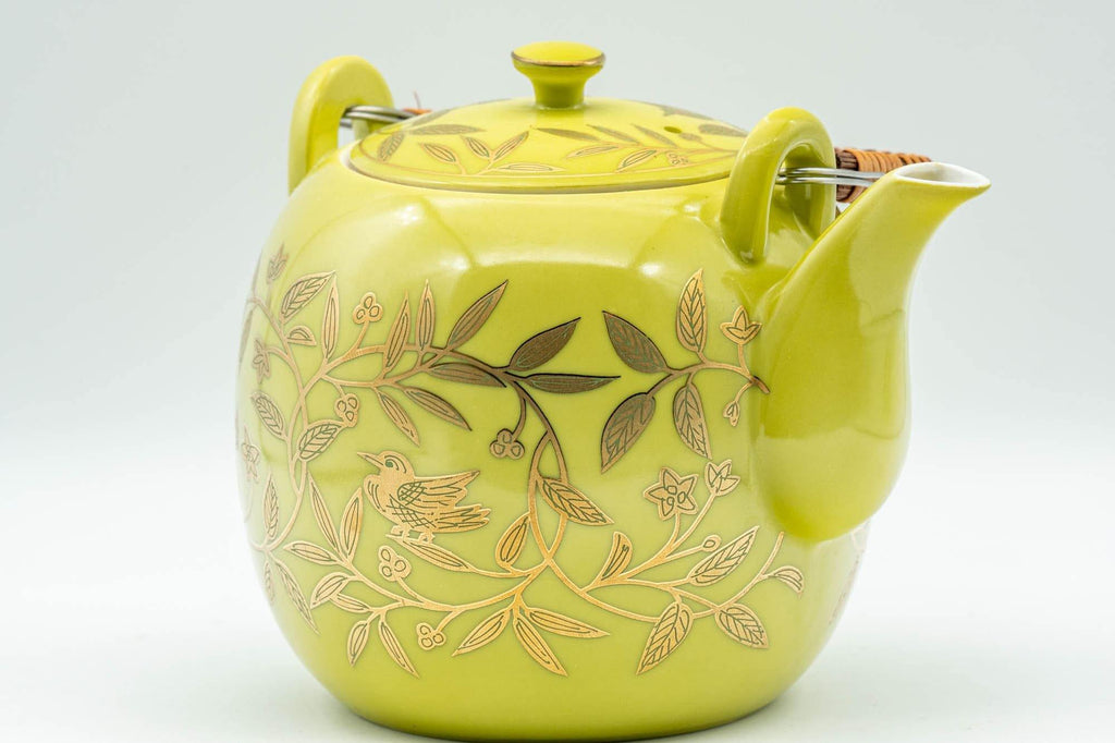 Japanese Dobin - Golden Bird Leaves Yellow Debeso Teapot - 500ml