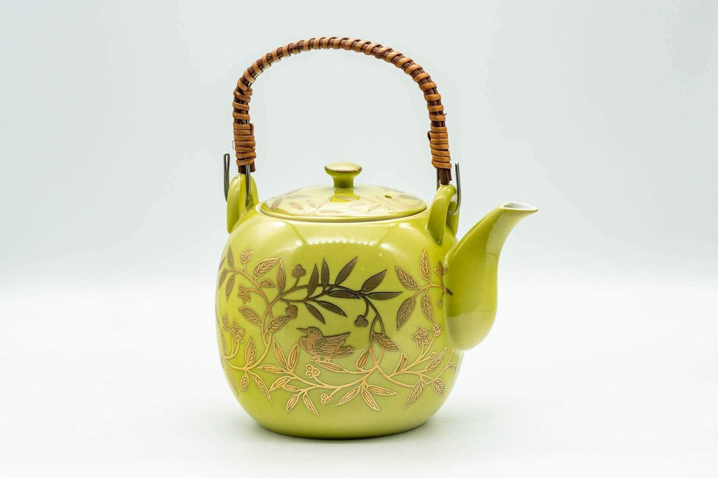 Japanese Dobin - Golden Bird Leaves Yellow Debeso Teapot - 500ml