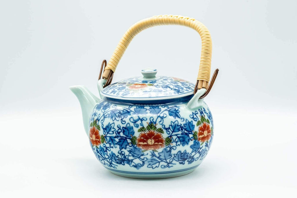 Japanese Dobin - Blue Floral Debeso Top-handled Teapot - 500ml