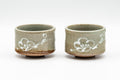Japanese Teacups - Pair of Grey White Floral Guinomi - 55ml