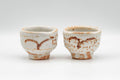 Japanese Teacups - Pair of White Orange Shino Glazed Guinomi - 80ml