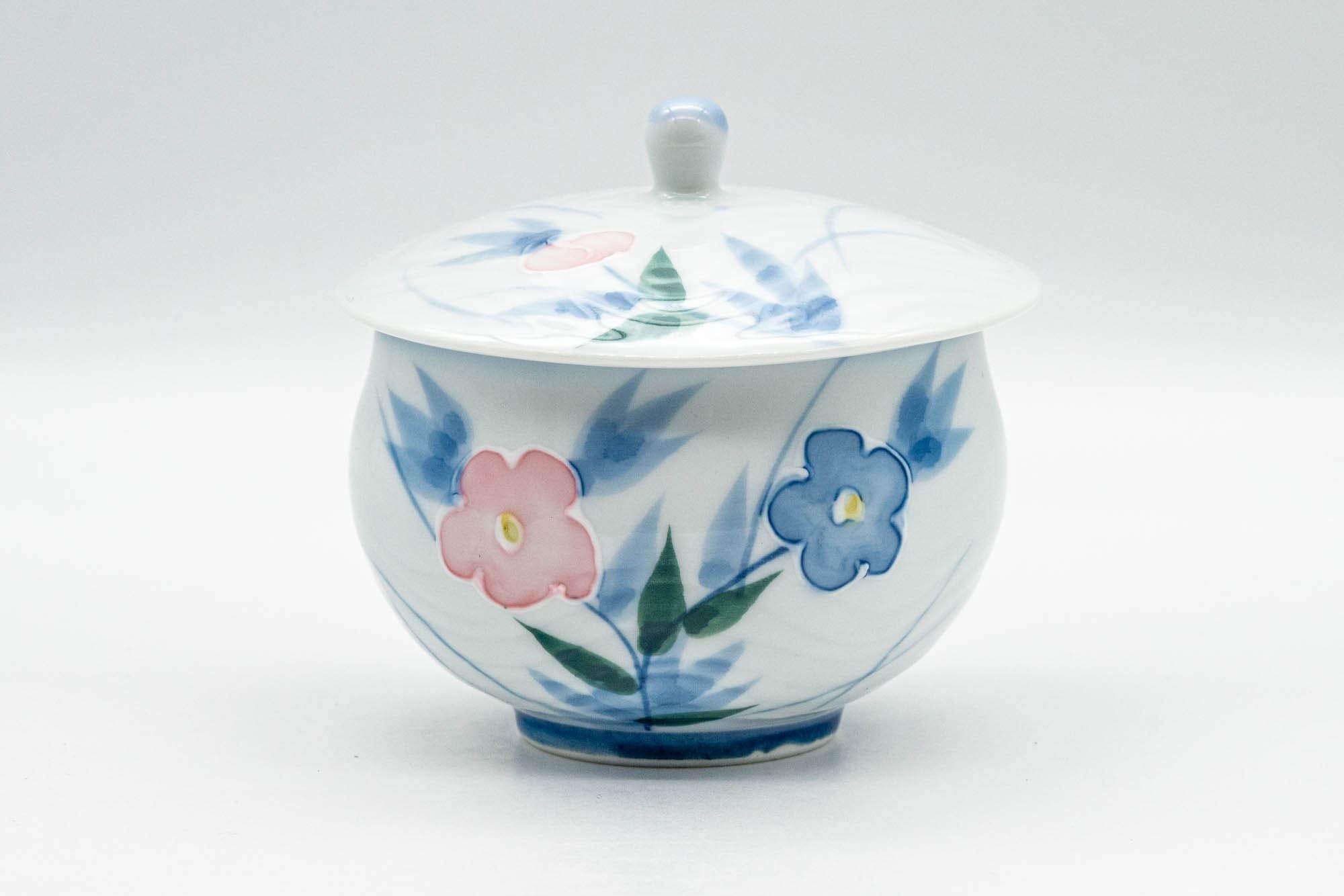 Japanese Teacup - Blue Pink Floral Arita-yaki Lidded Yunomi - 160ml