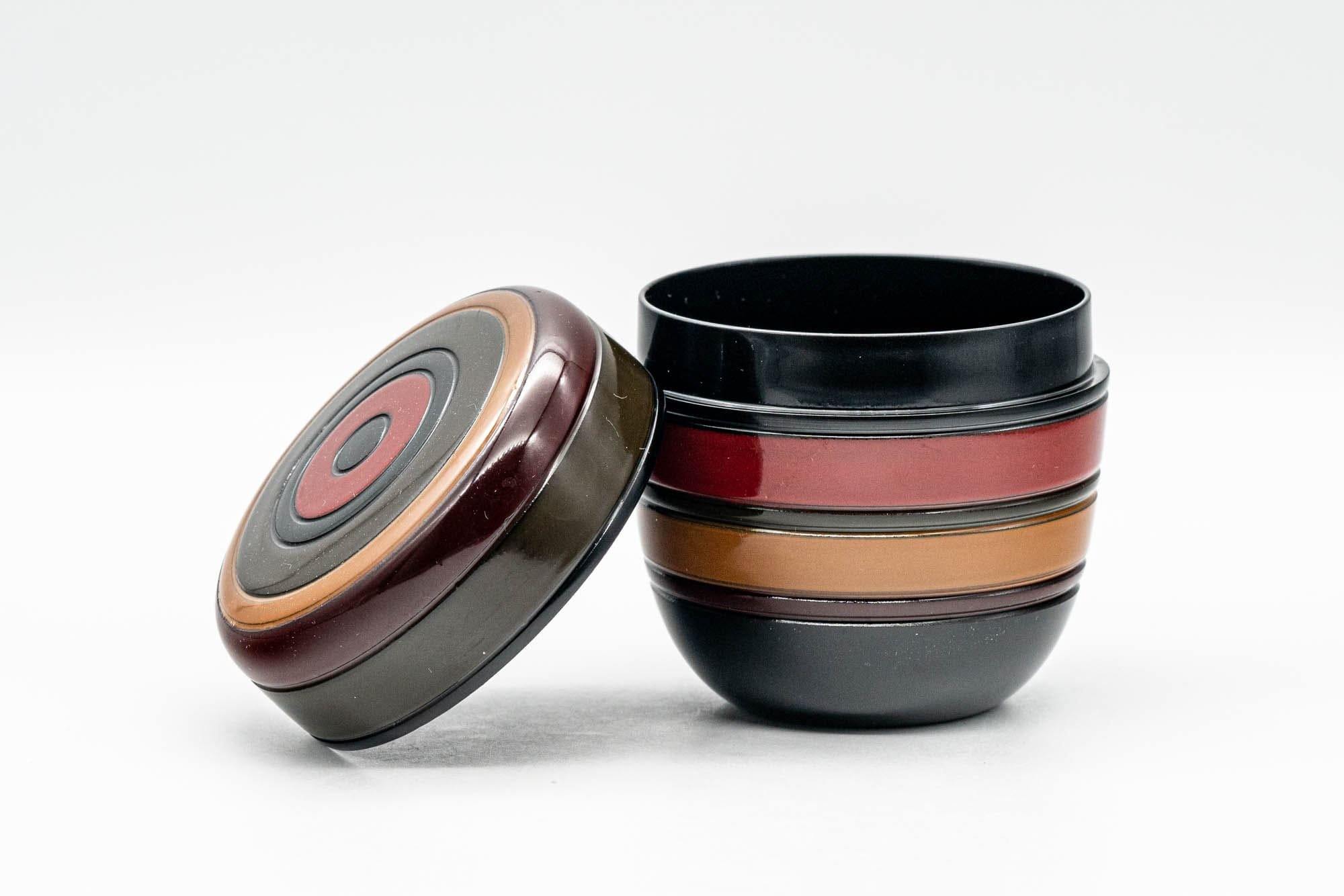 Japanese Natsume - Black Red Orange Green Striped Matcha Tea Caddy - 100ml