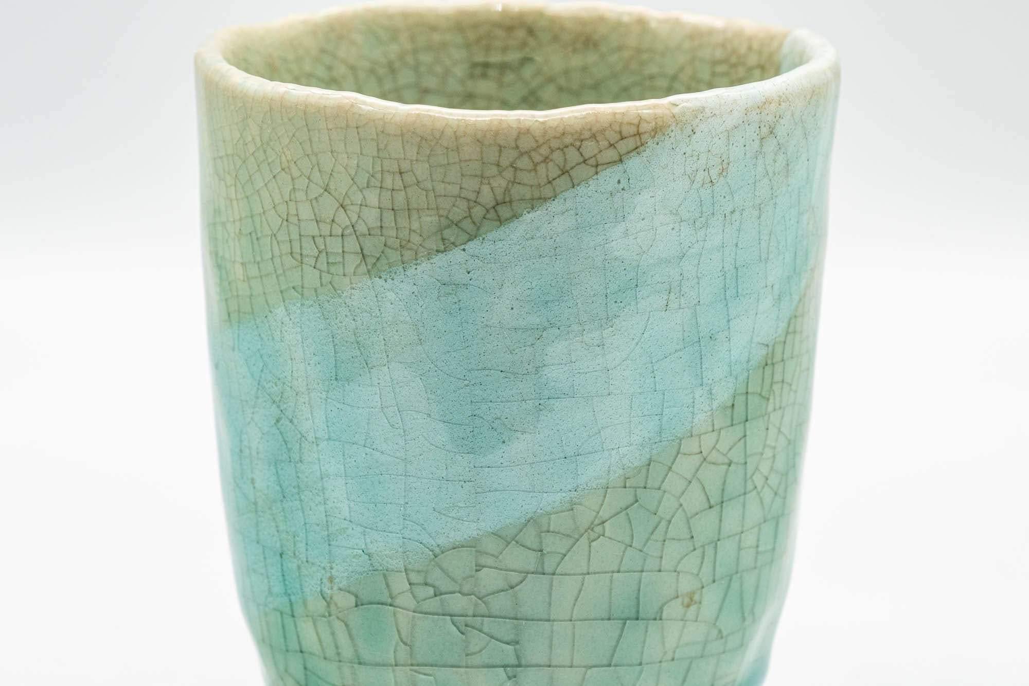 Japanese Teacup - Crazed Blue Green Glaze Wabi-Sabi Yunomi - 180ml