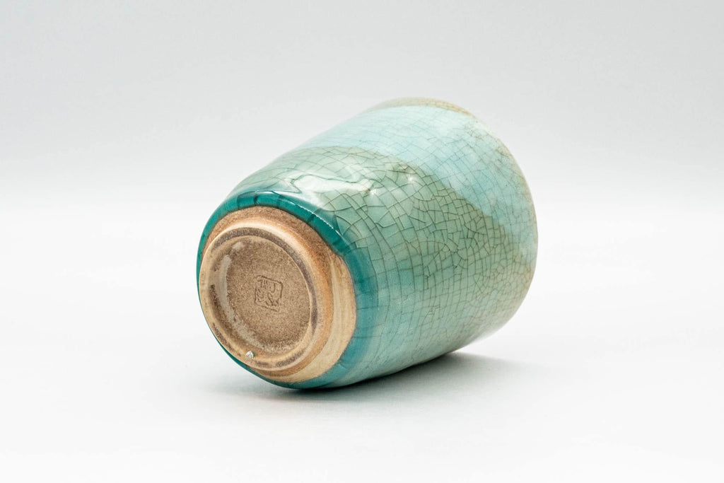 Japanese Teacup - Crazed Blue Green Glaze Wabi-Sabi Yunomi - 180ml
