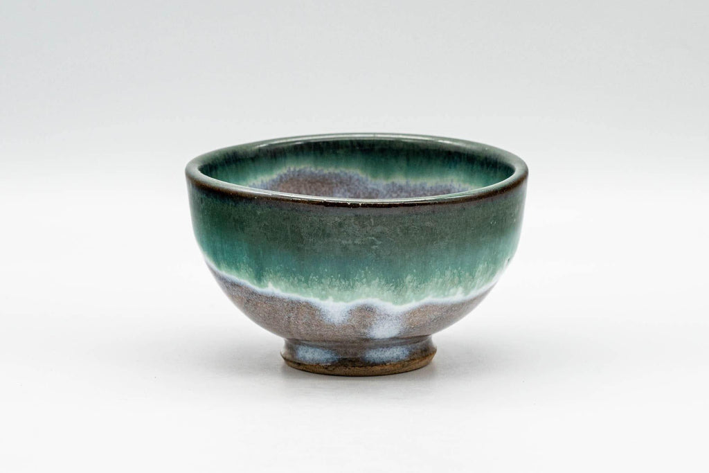 Japanese Teacup - Green Turquoise Drip-Glazed Yunomi - 90ml