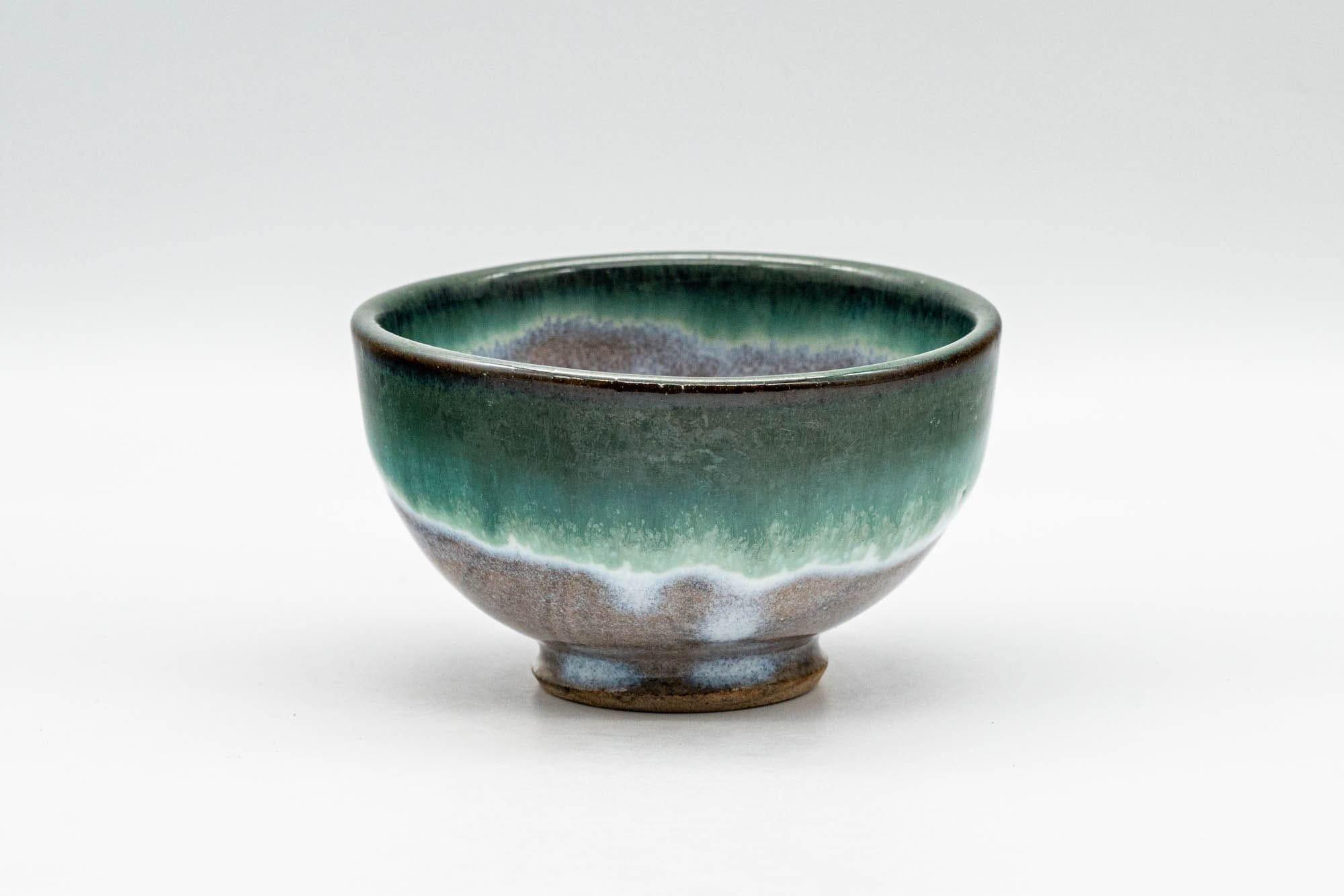Japanese Teacup - Green Turquoise Drip-Glazed Yunomi - 90ml