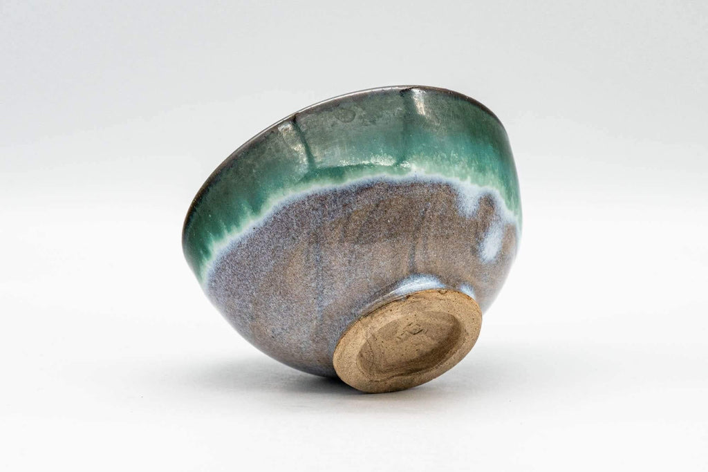 Japanese Teacup - Green Turquoise Drip-Glazed Yunomi - 90ml
