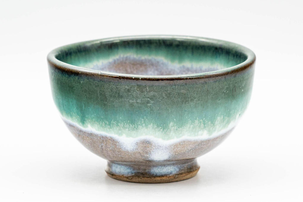 Japanese Teacup - Green Turquoise Drip-Glazed Yunomi - 90ml
