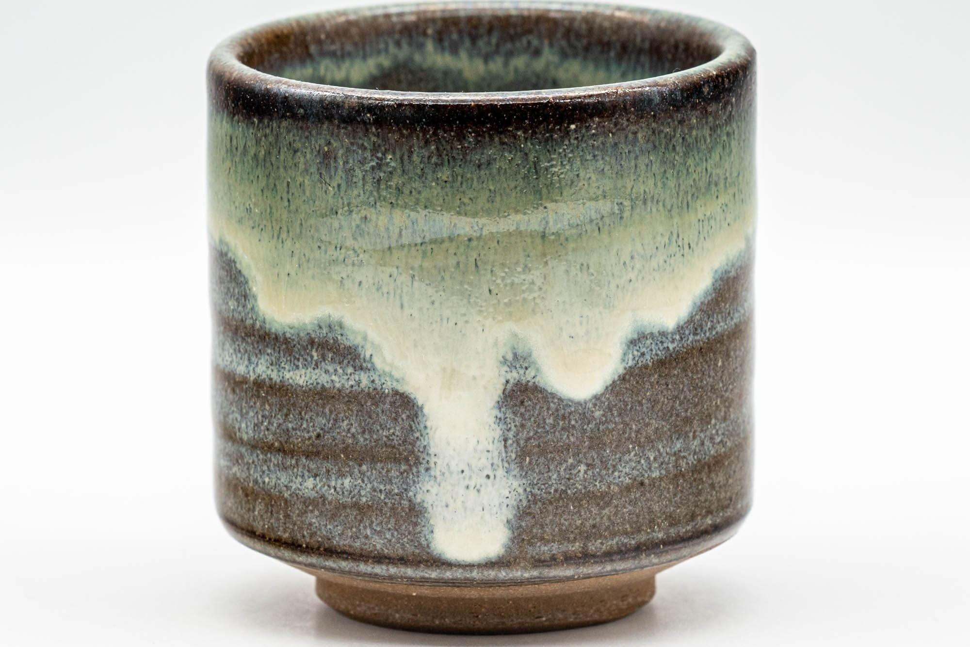 Japanese Teacup - Green Hare's Fur Drip-Glazed Yunomi - 110ml