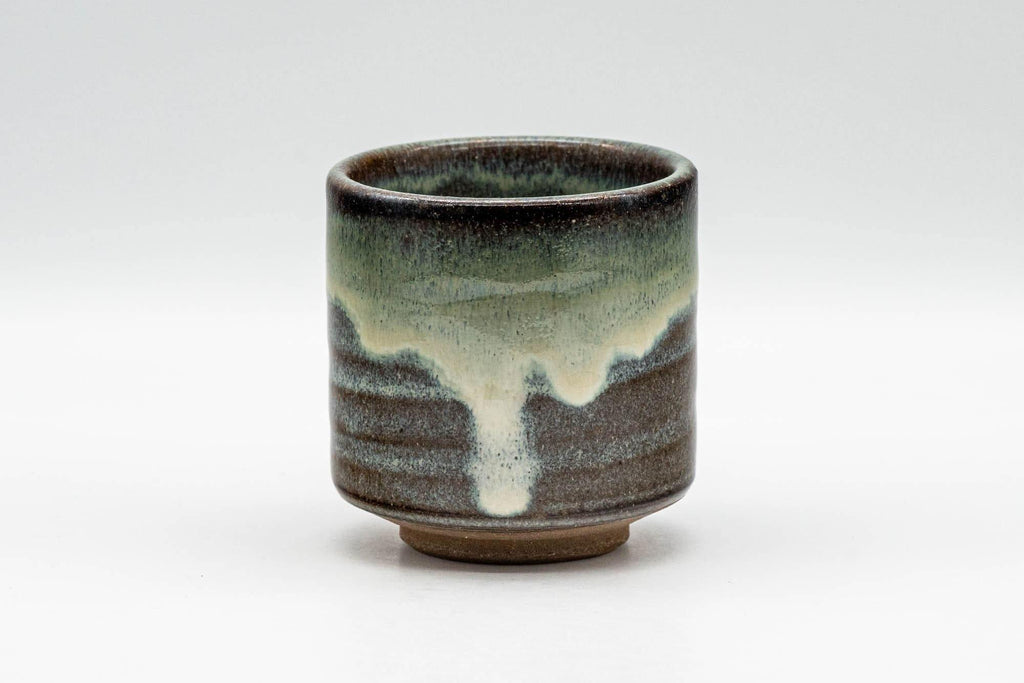 Japanese Teacup - Green Hare's Fur Drip-Glazed Yunomi - 110ml