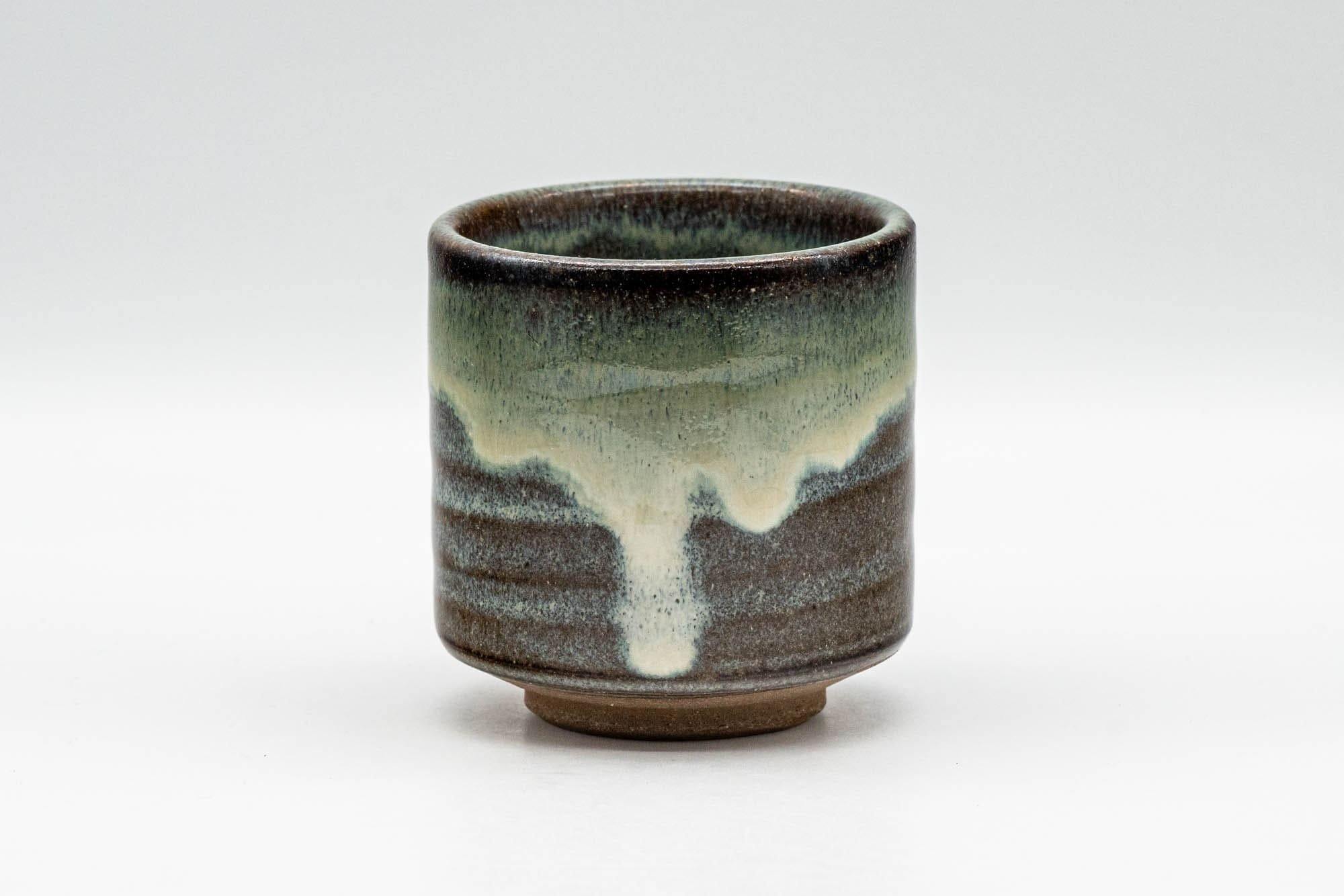Japanese Teacup - Green Hare's Fur Drip-Glazed Yunomi - 110ml