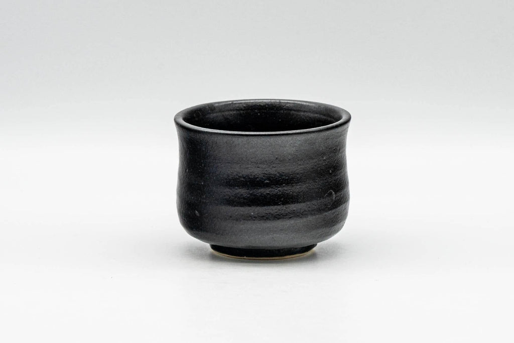 Japanese Teacup - Matte Black Glazed Geometric Motif Yunomi - 70ml