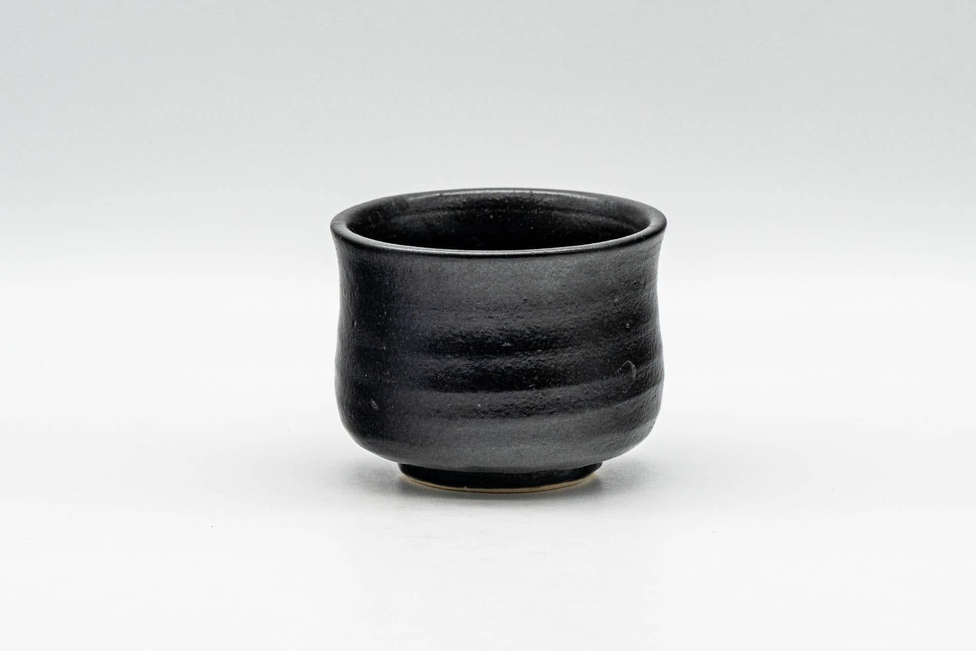 Japanese Teacup - Matte Black Glazed Geometric Motif Yunomi - 70ml