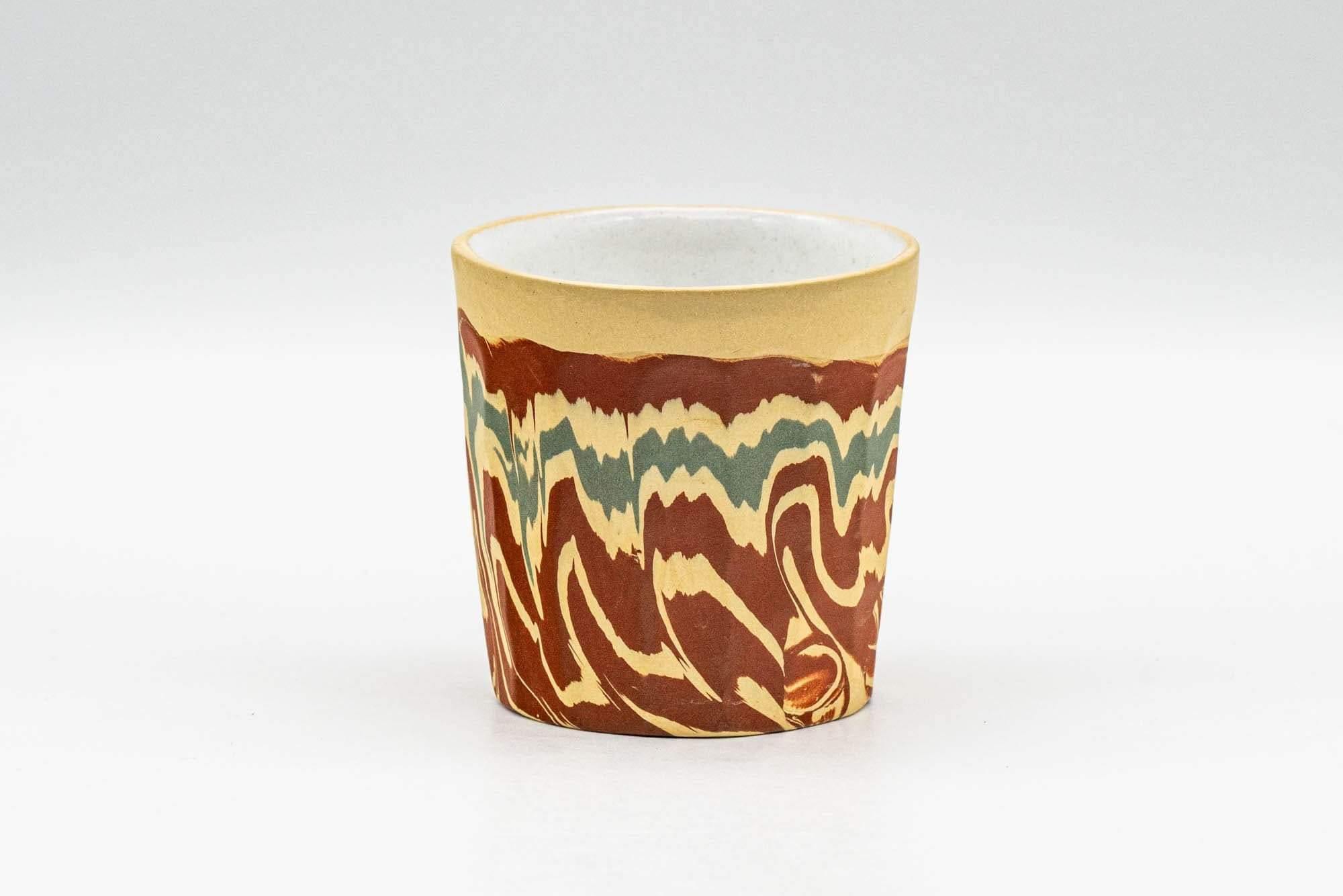 Japanese Teacup - Yellow Red Green and White Inner-Glazed Nerikomi Yunomi - 70ml