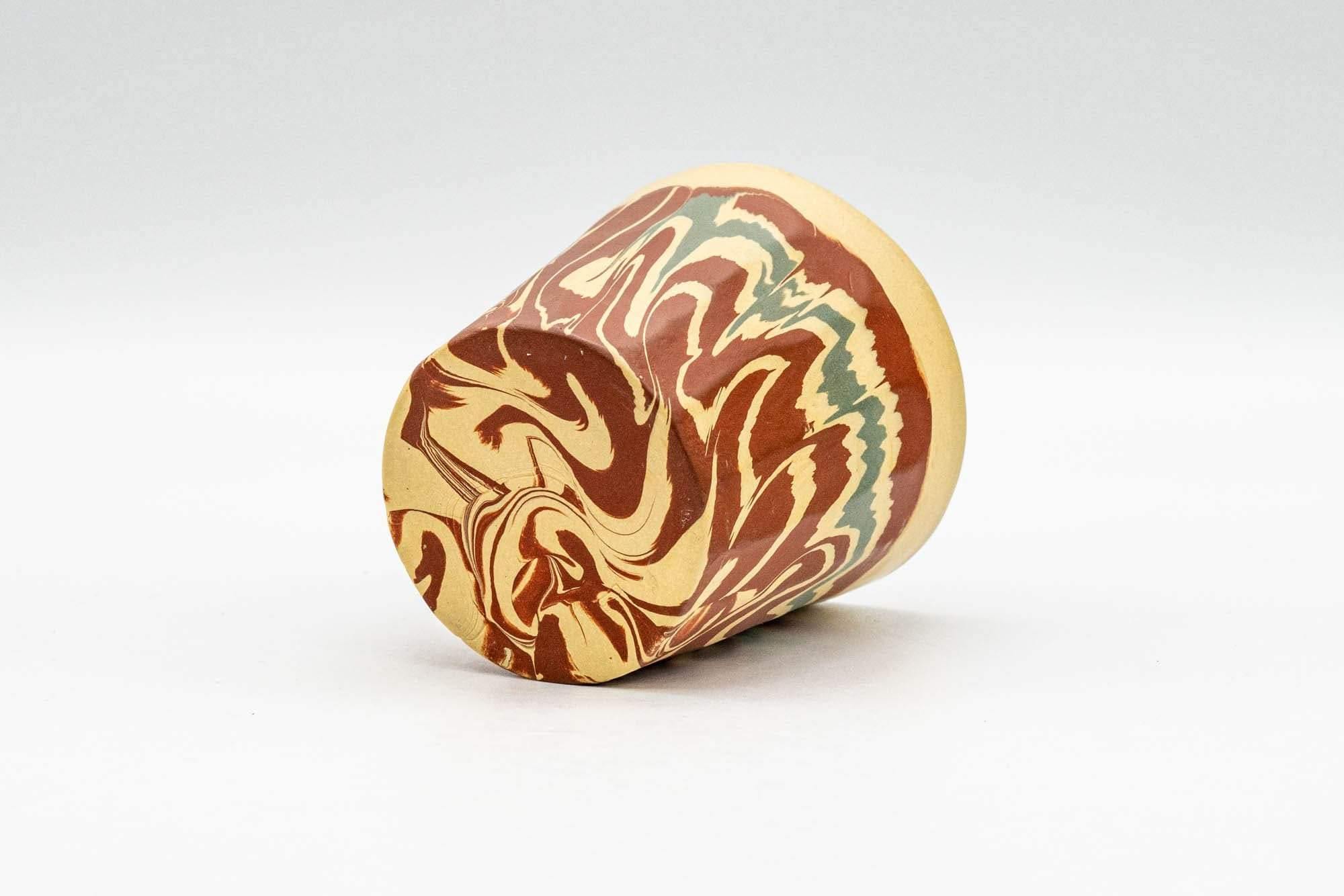 Japanese Teacup - Yellow Red Green and White Inner-Glazed Nerikomi Yunomi - 70ml