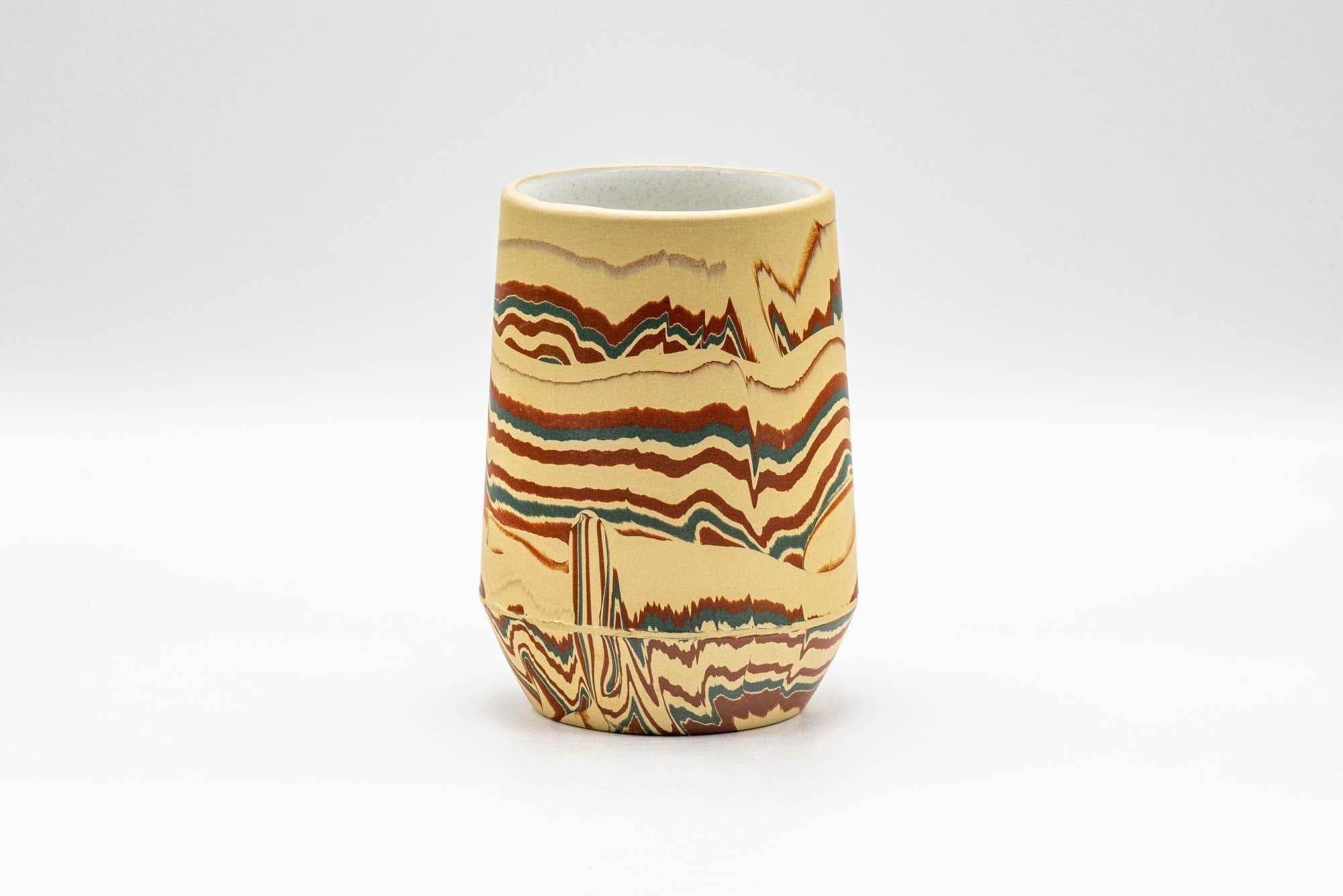 Japanese Teacup - Yellow Red Green and White Inner-Glazed Nerikomi Yunomi - 220ml