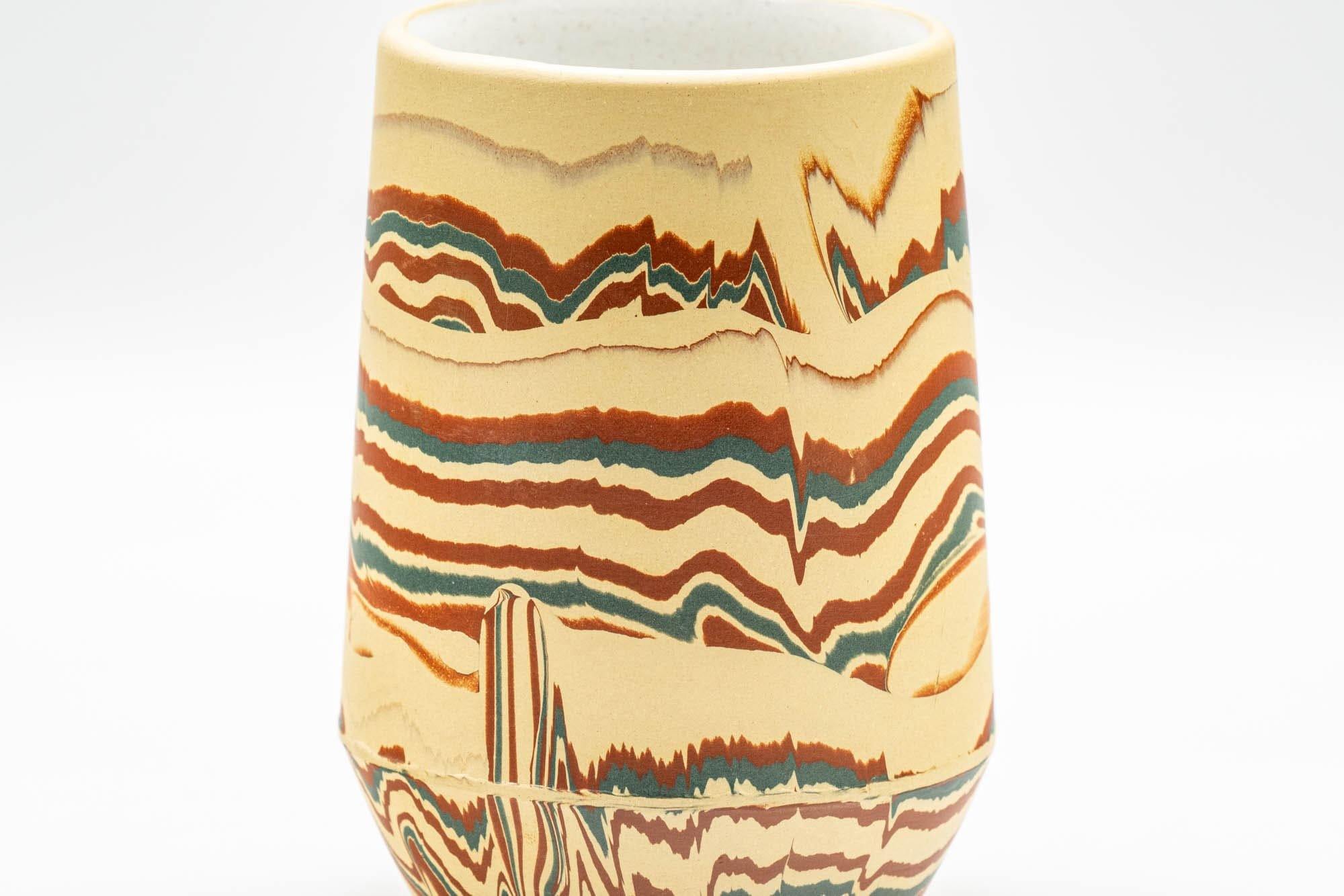 Japanese Teacup - Yellow Red Green and White Inner-Glazed Nerikomi Yunomi - 220ml