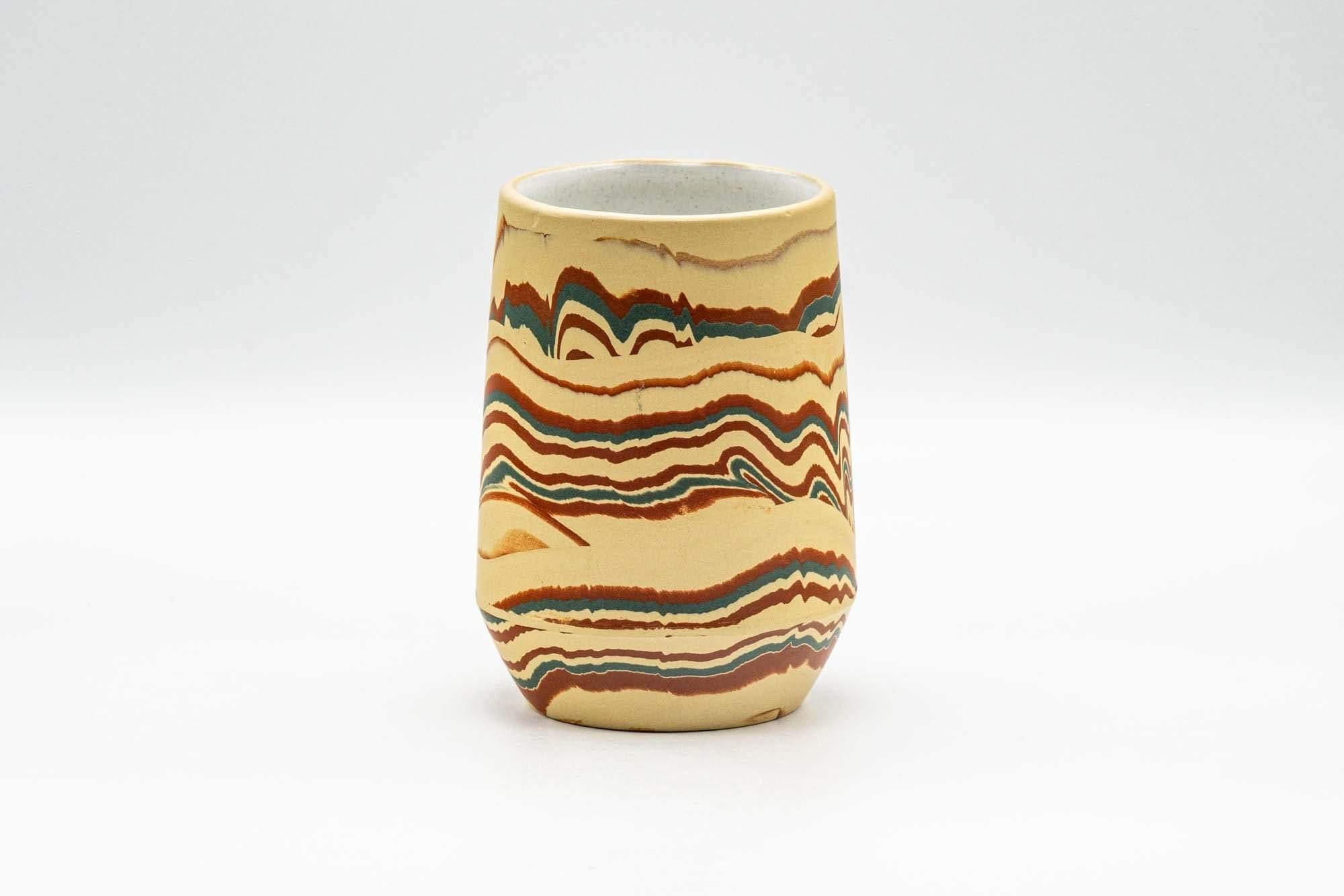 Japanese Teacup - Yellow Red Green and White Inner-Glazed Nerikomi Yunomi - 220ml