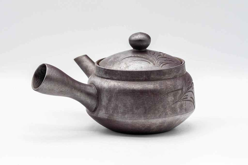 Japanese Kyusu - Floral Engraved Banko-yaki Debeso Teapot - 250ml