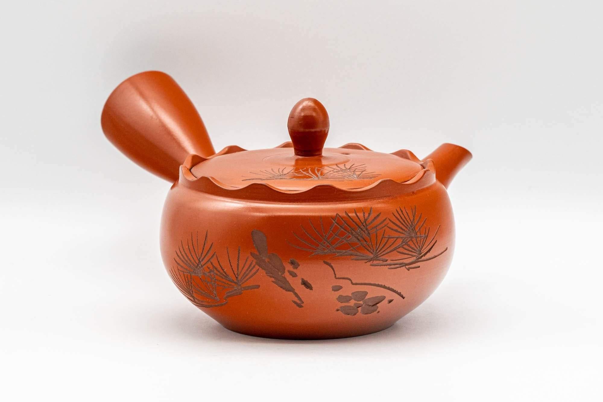 Japanese Kyusu - Crowned and Engraved Tokoname-yaki Teapot - 275ml