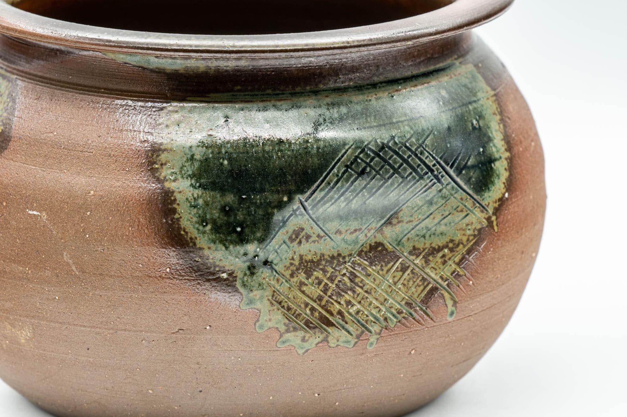 Japanese Kensui - Green Glazed Thumb Indented Water Bowl - 700ml