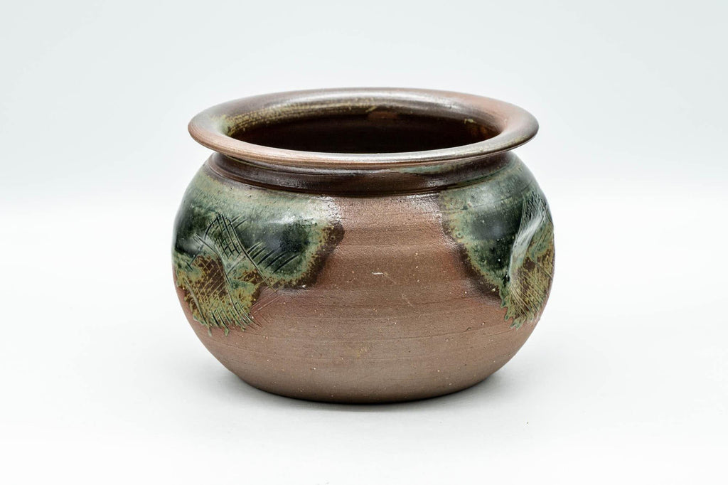 Japanese Kensui - Green Glazed Thumb Indented Water Bowl - 700ml